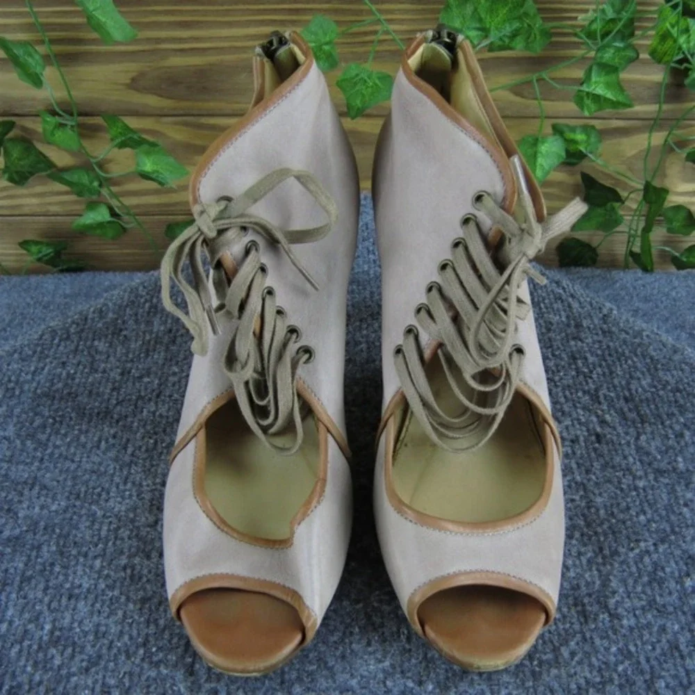 J.CREW Women's  Peep Toe Brown Leather‎ Pump 7.5 Medium  Used 2025